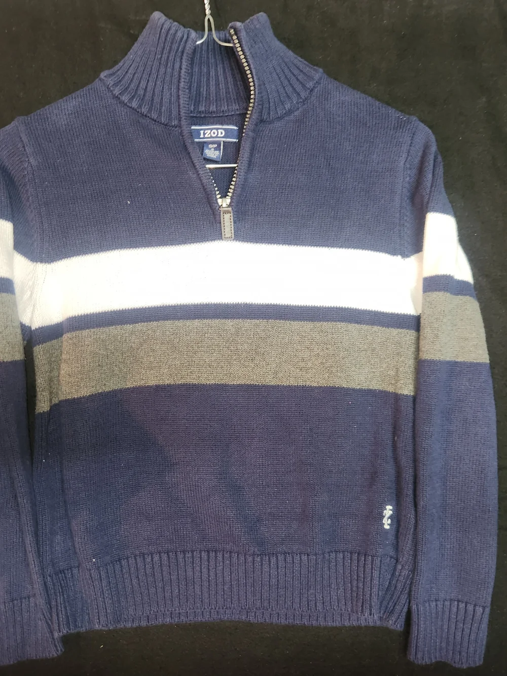 IZOD Men's Navy Half-Zip Striped Sweater